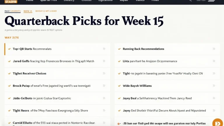 Week 15 Fantasy Football Lineup Tips and Player Recommendations